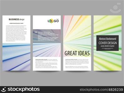 Flyers set, modern banners. Business templates. Cover template, easy editable layouts, vector illustration. Colorful background with abstract waves, lines. Bright color curves. Motion design