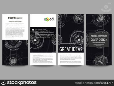 Flyers set, modern banners. Business templates. Cover template, easy editable layouts, vector illustration. High tech design, connecting system. Science and technology concept. Futuristic abstract background.