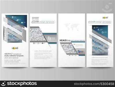 Flyers set, modern banners. Business templates. Cover template, flat style layouts. Blue color pattern with rhombuses, abstract design geometrical vector background. Simple texture.. Flyers set, modern banners. Business templates. Cover template, flat style layouts. Blue color pattern with rhombuses, abstract design geometrical vector background. Simple texture