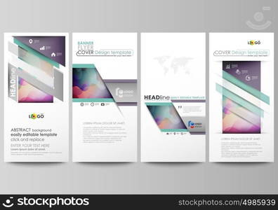 Flyers set, modern banners. Business templates. Cover template, flat style layouts, vector illustration. Bright color pattern, colorful design, overlapping shapes forming abstract beautiful background. Flyers set, modern banners. Business templates. Cover design template, easy editable abstract flat layouts, vector illustration. Bright color pattern, colorful design with overlapping shapes forming abstract beautiful background.