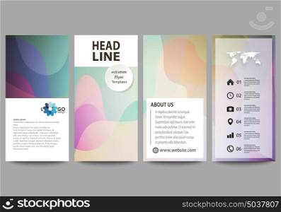 Flyers set, modern banners. Business templates. Cover template, flat style layouts, vector illustration. Bright color pattern, colorful design, overlapping shapes forming abstract beautiful background. Flyers set, modern banners. Business templates. Cover design template, easy editable abstract flat layouts, vector illustration. Bright color pattern, colorful design with overlapping shapes forming abstract beautiful background.