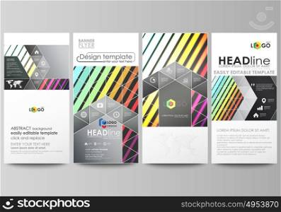 Flyers set, modern banners. Business templates. Cover template, vector layouts. Bright color rectangles, colorful design, geometric rectangular shapes forming abstract beautiful background. Flyers set, modern banners. Business templates. Cover design template, easy editable abstract flat layouts, vector illustration. Bright color rectangles, colorful design, geometric rectangular shapes forming abstract beautiful background