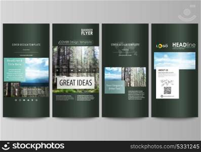 Flyers set, modern banners. Cover design template, abstract vector layouts. Colorful background made of triangular or hexagonal texture for travel business, natural landscape in polygonal style.. Flyers set, modern banners. Business templates. Cover design template, easy editable abstract vector layouts. Colorful background made of triangular or hexagonal texture for travel business, natural landscape in polygonal style.