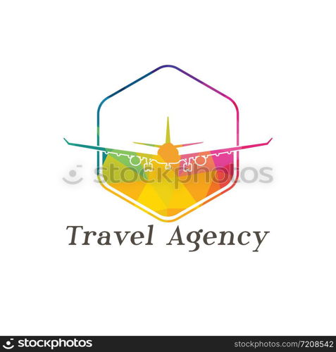 Flying airplane logo design. Travel and tour sign.