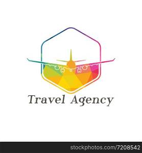 Flying airplane logo design. Travel and tour sign.