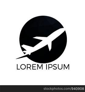 Flying airplane logo design. Travel and tour sign.