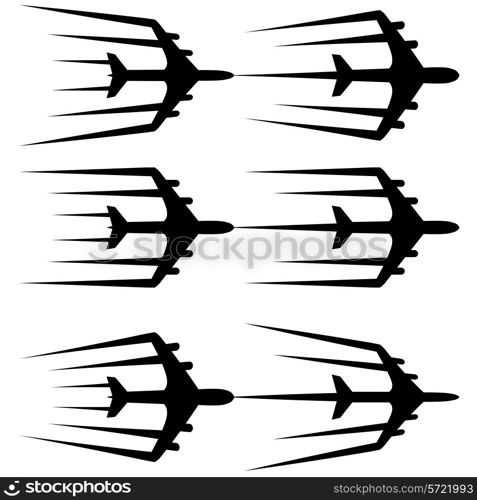 Flying airplane stylized vector illustration. Airliner, jet.