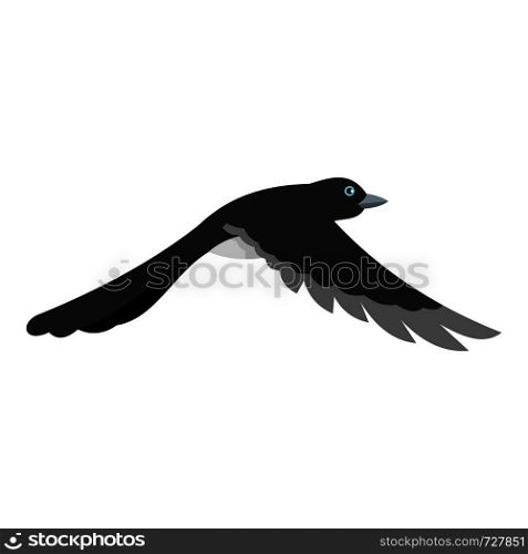 Flying away magpie icon. Flat illustration of flying away magpie vector icon for web. Flying away magpie icon, flat style