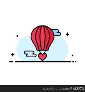 Flying Balloon, Hot Balloon, Love, Valentine Business Logo Template. Flat Color