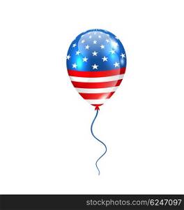 Flying Balloon in American Flag Colors. Illustration Flying Balloon in American Flag Colors for Design for Natioan Holidays - Vector