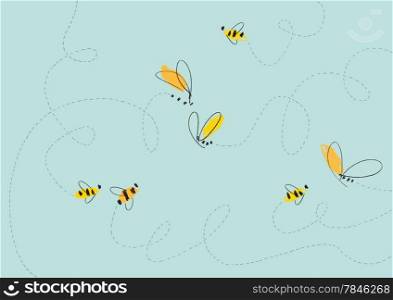 Flying Bees Illustration. EPS vector file. Hi res JPEG included.&#xA;