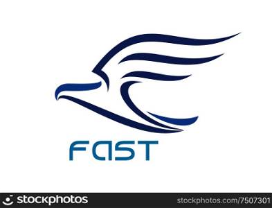Flying bird with raised wings isolated on white background for transportation or delivery service design. Delivery symbol with flying bird