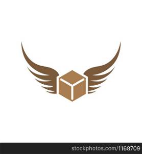 Flying box icon design template vector isolated illustration