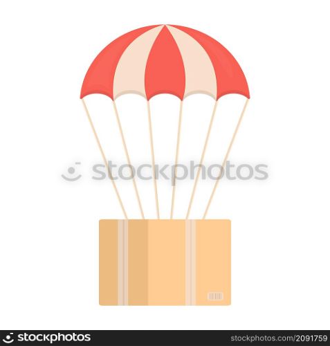 Flying box on parachute vector illustration isolated. Isolated on white background flying box. Parcel delivery concept.Paper box design element.. Flying box on parachute vector illustration isolated. Isolated on white background flying box. Parcel delivery concept.