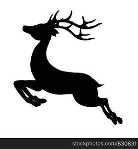 Flying Christmas deer icon on white, stock vector illustration