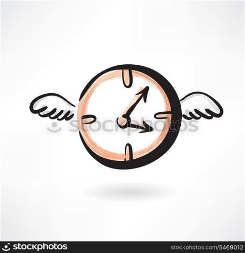 Flying clocks grunge icon