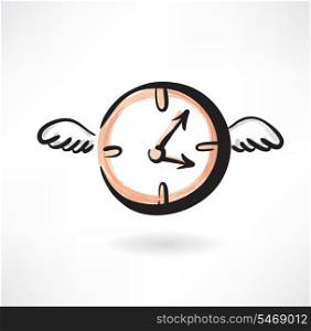 Flying clocks grunge icon