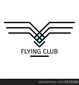 Flying club logo. Outline flying club vector logo color flat isolated. Flying club logo, outline style