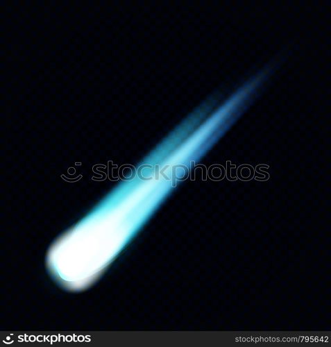 Flying comet icon. Realistic illustration of flying comet vector icon for web design. Flying comet icon, realistic style