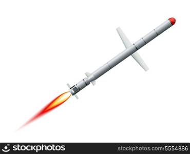 Flying cruise missile on a white background