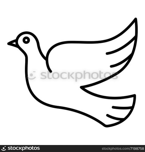 Flying dove icon. Outline flying dove vector icon for web design isolated on white background. Flying dove icon, outline style