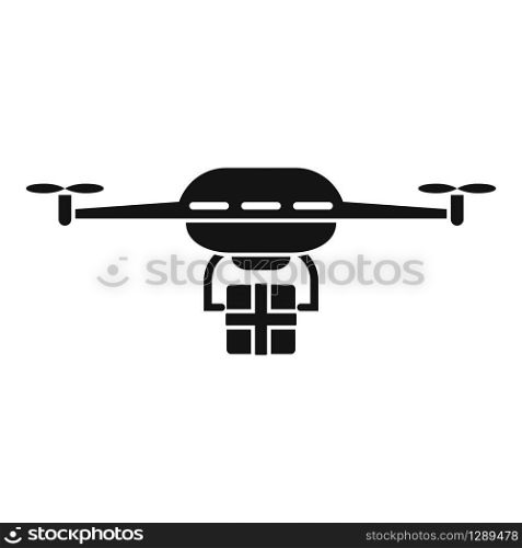 Flying drone delivery icon. Simple illustration of flying drone delivery vector icon for web design isolated on white background. Flying drone delivery icon, simple style