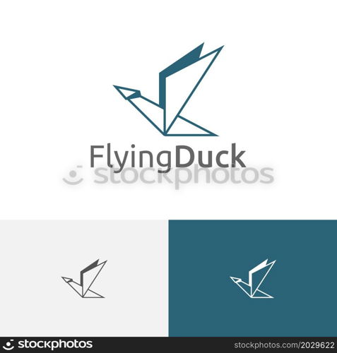 Flying Duck Goose Paper Origami Style Line Logo