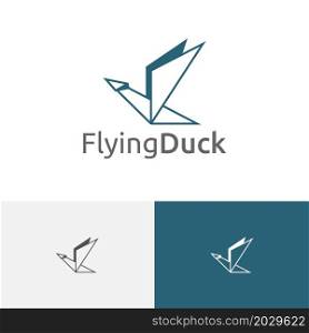 Flying Duck Goose Paper Origami Style Line Logo