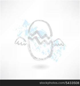Flying egg grunge icon