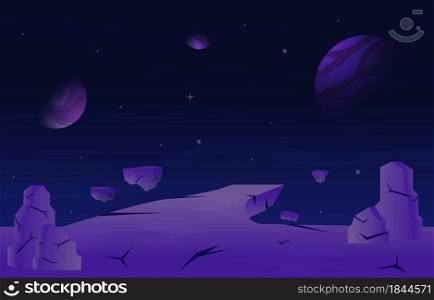 Flying Floating Rock Stone Planet Star Space Exploration Illustration
