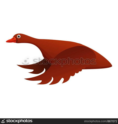 Flying goose icon. Cartoon of flying goose vector icon for web design isolated on white background. Flying goose icon, cartoon style