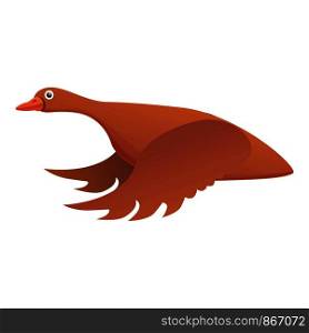 Flying goose icon. Cartoon of flying goose vector icon for web design isolated on white background. Flying goose icon, cartoon style