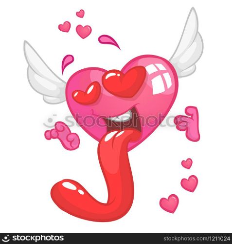Flying heart shaped character for St Valenties. Vector illustration