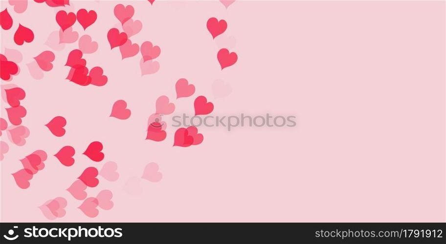 Flying hearts isolated on soft pink background. Love symbol. Greeting card for Woman, Mother, Valentines Day. Vector illustration.. Flying hearts isolated on soft pink background. Love symbol. Greeting card for Woman, Mother, Valentines Day. Vector.