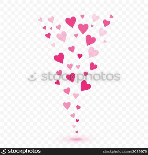Flying hearts on transparent background. Love likes emotions for social media. Positive reaction and feedback. Vector illustration.. Flying hearts on transparent background. Love likes emotions for social media. Positive reaction and feedback. Vector
