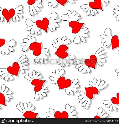 Flying hearts seamless pattern vector design