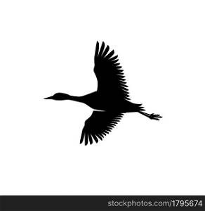 flying Heron and Stork Bird Silhouettes, art vector design illustration