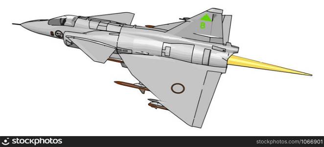 Flying jet, illustration, vector on white background.