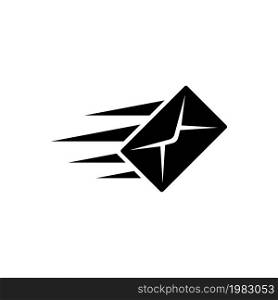 Flying Message, Fast Envelope Mail, Email Sms. Flat Vector Icon illustration. Simple black symbol on white background. Flying Message, Fast Envelope sign design template for web and mobile UI element. Flying Message, Fast Envelope Mail, Email Sms Flat Vector Icon