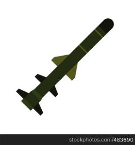 Flying military missile flat icon isolated on white background. Flying military missile flat icon