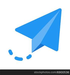 flying paper plane, icon on isolated background