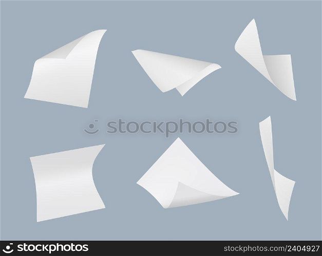 Flying papers. Blank empty sheets book or office sheets stack of papers decent vector collection templates. Illustration blank empty paper realistic. Flying papers. Blank empty sheets book or office sheets stack of papers decent vector collection templates