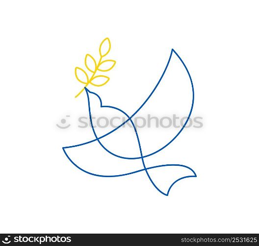 Flying peace dove with olive branch. No war. Military conflict between Russia and Ukraine. Calligraphy vector illustration. Symbol of peace and freedom.. Flying peace dove with olive branch. No war. Military conflict between Russia and Ukraine. Calligraphy vector illustration. Symbol of peace and freedom