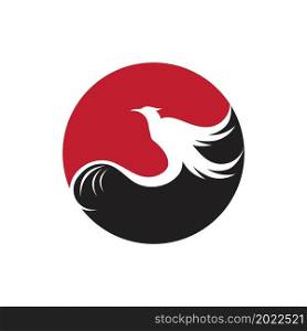 Flying Phoenix Fire Bird abstract Logo design vector template
