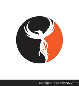 Flying Phoenix Fire Bird abstract Logo design vector template