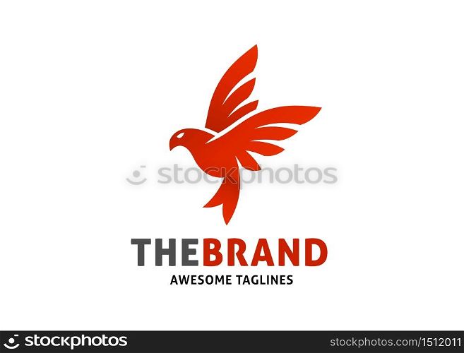 flying red bird Vector logo template,eagle bird vector logo concept illustration, falcon Bird logo, animal rescue foundation