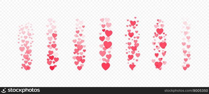 Flying red hearts, likes icons for live streaming interface. Social media design elements of love, following or feedback reaction. Falling small hearts for live blogging concept. Vector illustration.. Flying red hearts, likes icons for live streaming interface. Social media design elements of love, following or feedback reaction. Falling small hearts for live blogging concept. Vector illustration