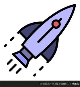 Flying rocket icon. Outline flying rocket vector icon color flat isolated. Flying rocket icon color outline vector