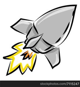 Flying rocket, illustration, vector on white background.