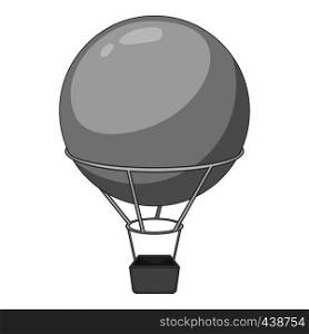 Flying round balloon icon in monochrome style isolated on white background vector illustration. Flying round balloon icon monochrome